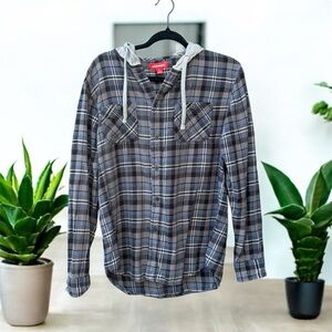 Union Bay Hooded Flannel Button Down Size Medium